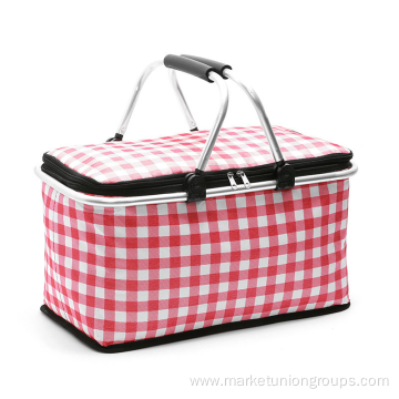 2021 hot selling Collapsible cooler market tote Aluminum handle storage shopping picnic basket